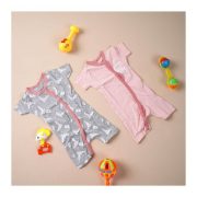 Basix Romper Pair Set, For New Born, Peach & Grey, NB-10